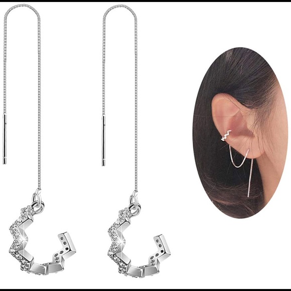 3/$20 925 sterling silver sparkly threader earring - Picture 6 of 7